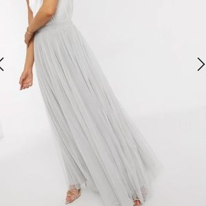 Tulle Maxi Skirt (Light Grey)